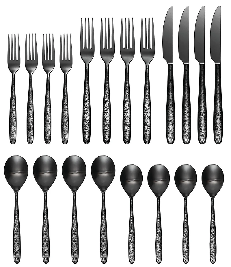 Oneida Storm 20-Piece Stainless Steel Black Flatware Set