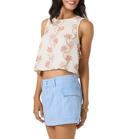 O'Neill Athena Ivy/Floral Linen Blend Top