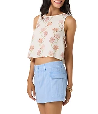 O'Neill Athena Ivy/Floral Linen Blend Top