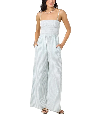 O'Neill Ayana Seersucker Sleeveless Jumpsuit