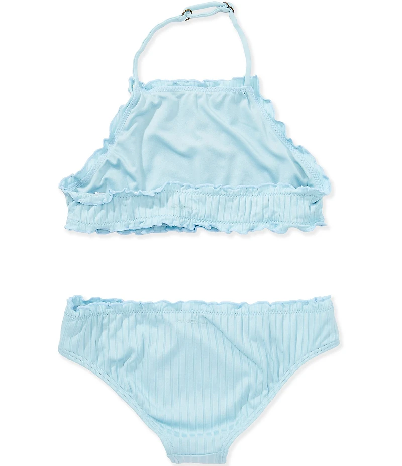 O'Neill Big Girls Shorebreak Rib Ruffle Edge High Neck 2-Piece Swimsuit Set