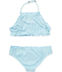 O'Neill Big Girls Shorebreak Rib Ruffle Edge High Neck 2-Piece Swimsuit Set