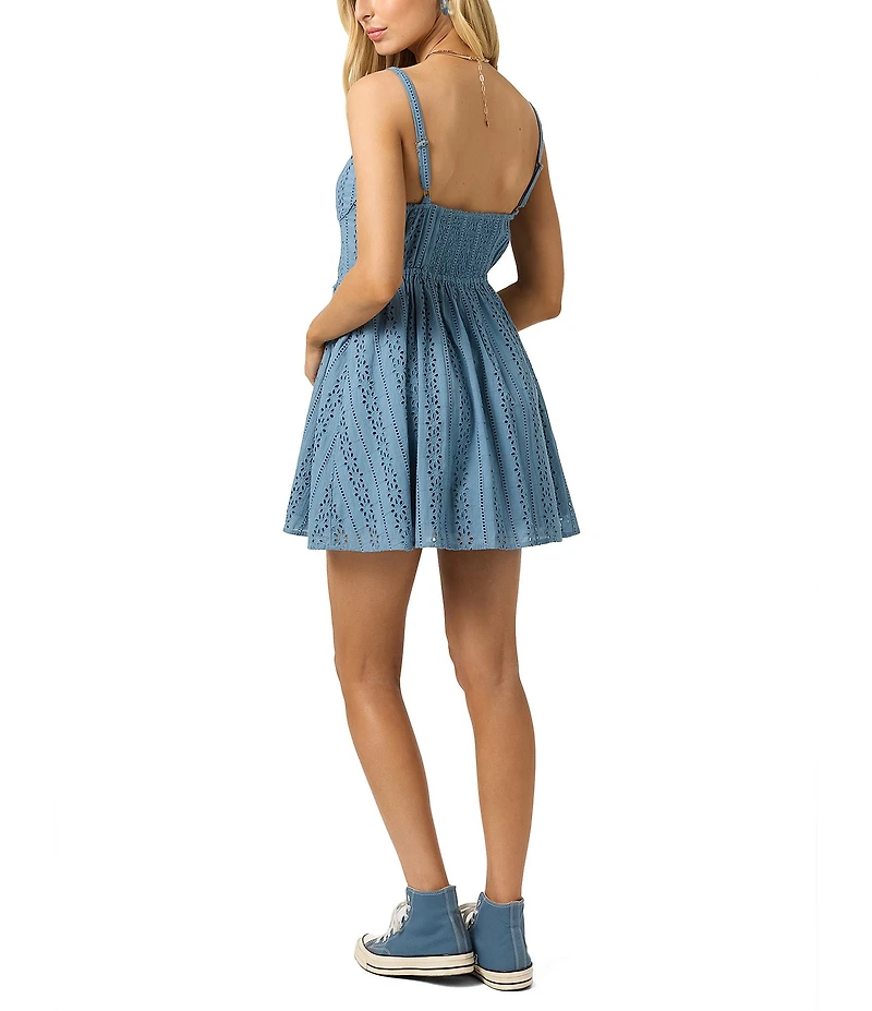 O'Neill Camden Schiffli Embroidered Sleeveless Mini Dress