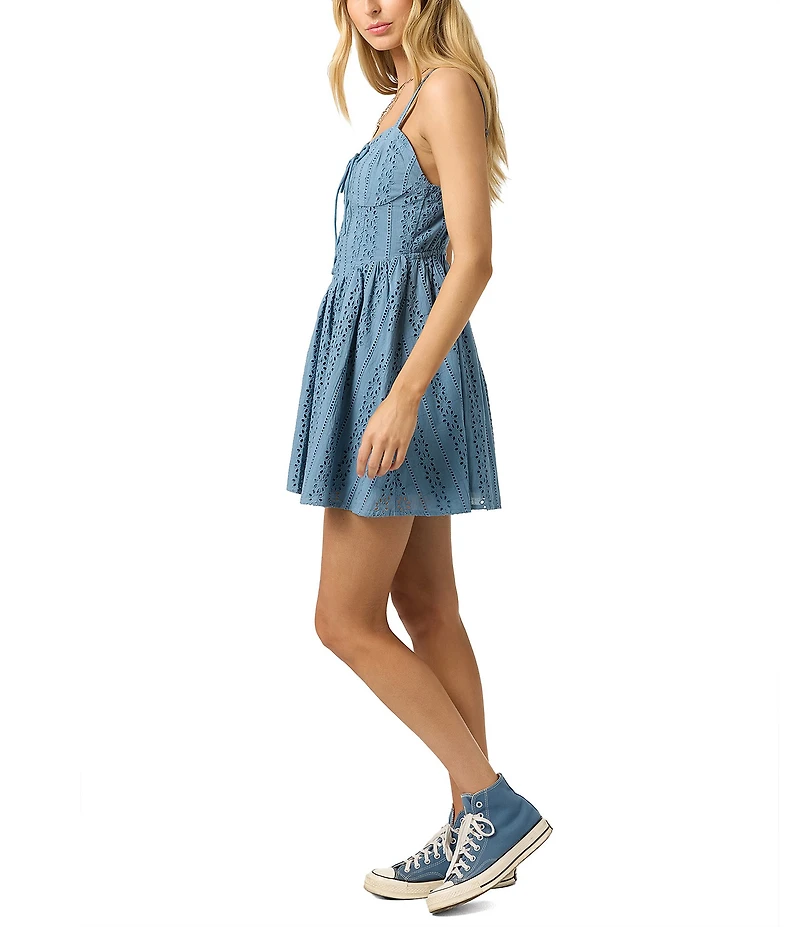 O'Neill Camden Schiffli Embroidered Sleeveless Mini Dress