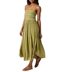 O'Neill Devyn Smocked Strapless Side Slit Midi Dress