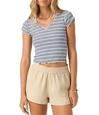 O'Neill Erin Striped Rib-Knit Short Sleeve T-Shirt