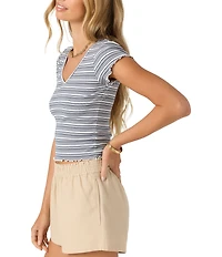 O'Neill Erin Striped Rib-Knit Short Sleeve T-Shirt