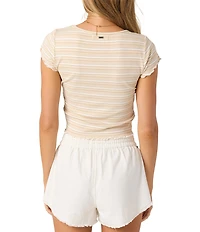 O'Neill Erin Striped Rib-Knit Short Sleeve T-Shirt