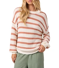 O'Neill Kirsley Yarn-Dyed Striped Long Sleeve Oversized Knit Sweater