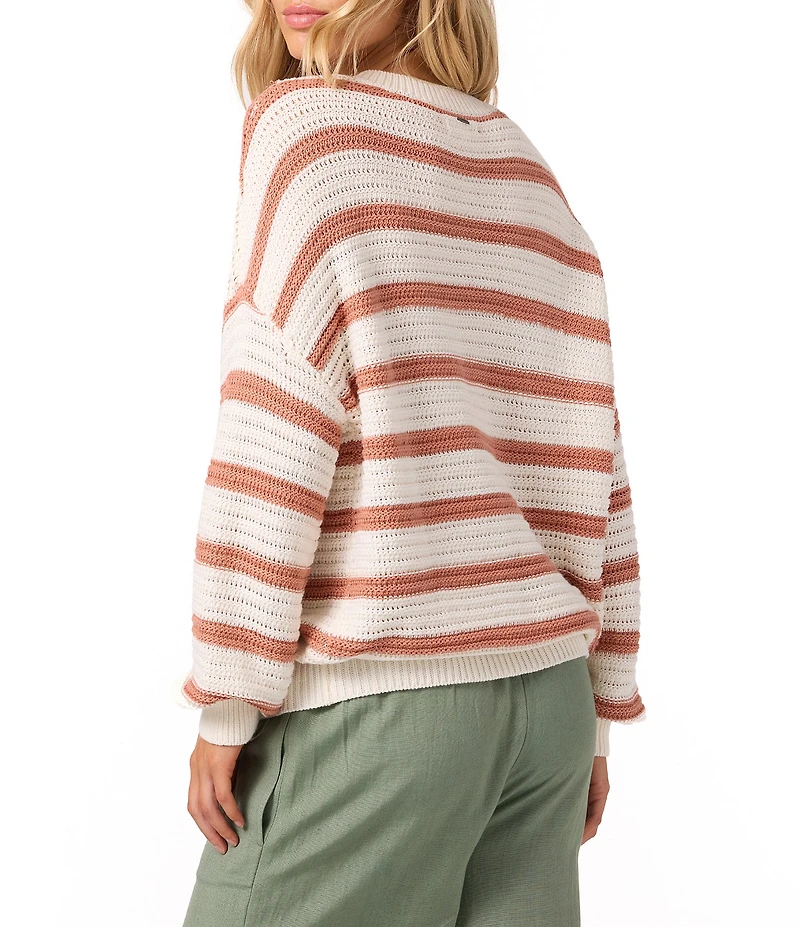 O'Neill Kirsley Yarn-Dyed Striped Long Sleeve Oversized Knit Sweater