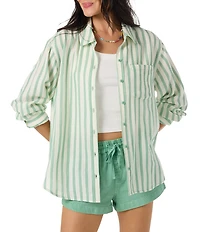 O'Neill Leni Striped Long Sleeve Relaxed Gauze Shirt