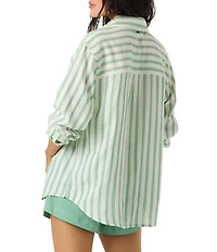 O'Neill Leni Striped Long Sleeve Relaxed Gauze Shirt