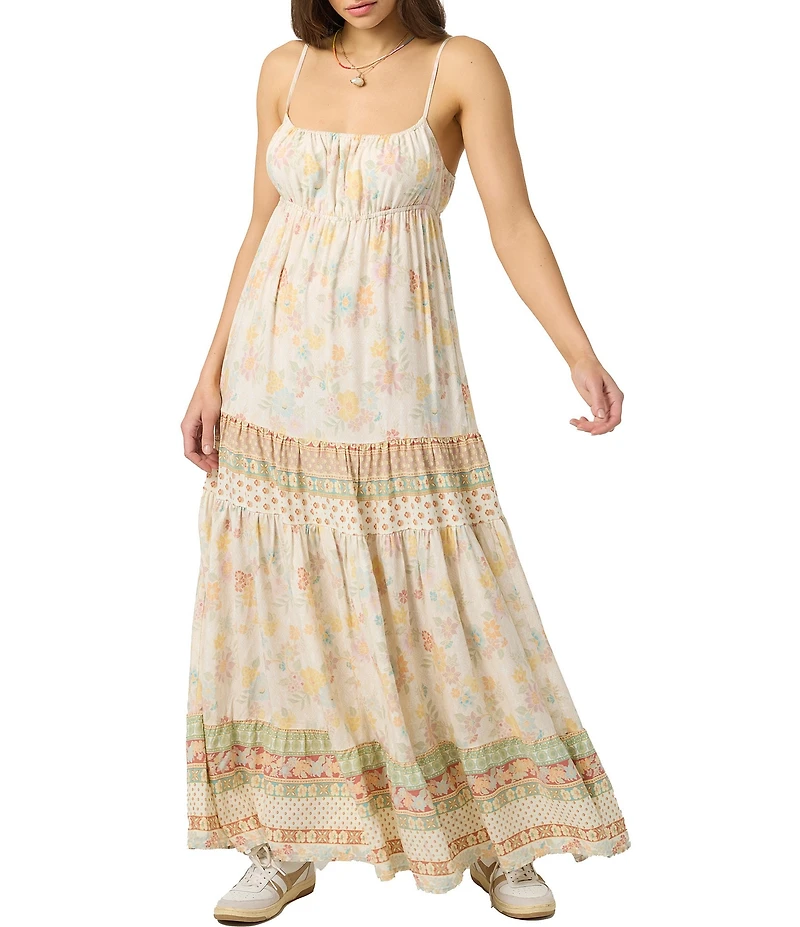 O'Neill Lillie Mixed-Media Printed Sleeveless Maxi Dress