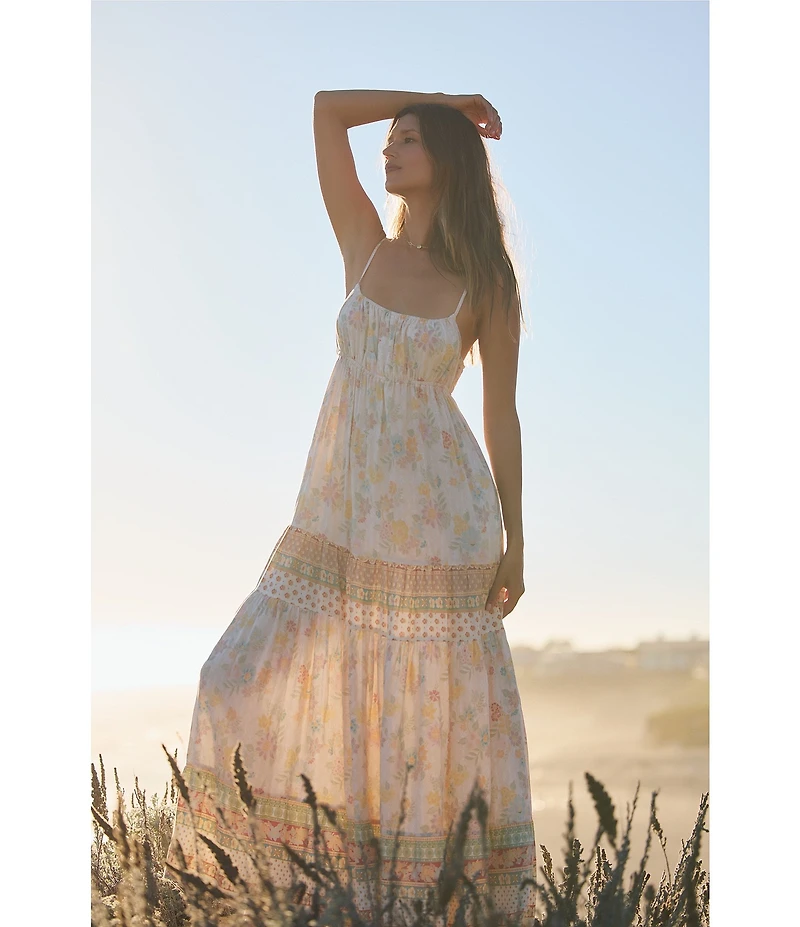 O'Neill Lillie Mixed-Media Printed Sleeveless Maxi Dress