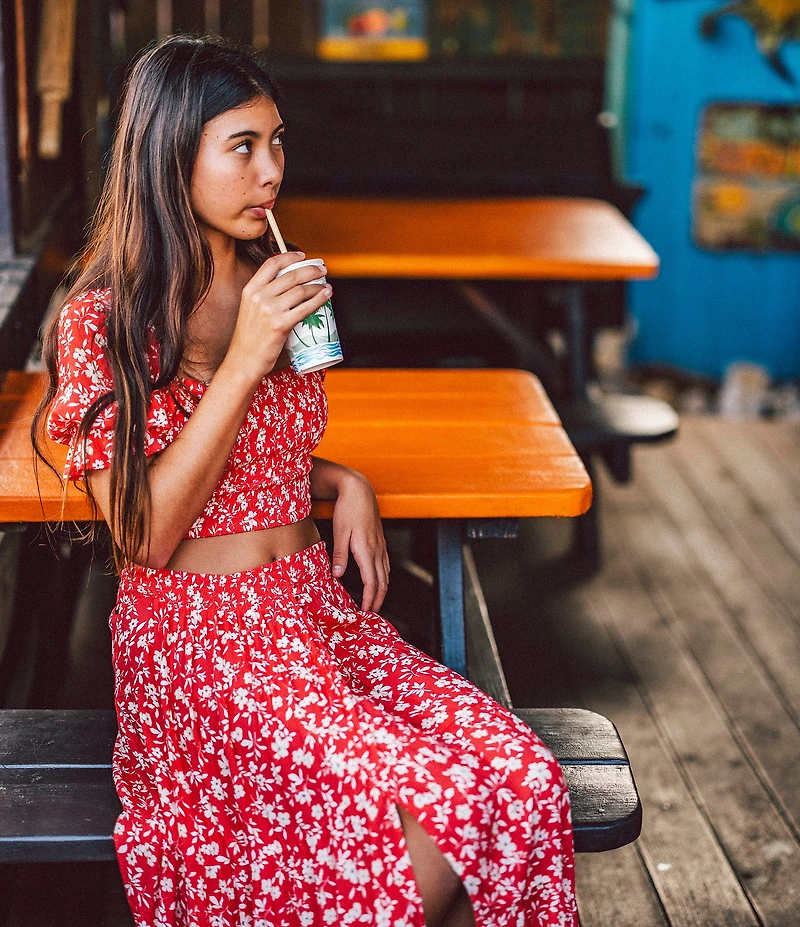 O'Neill Lorna Puffed Sleeve Floral Printed Coordinating Cropped Top