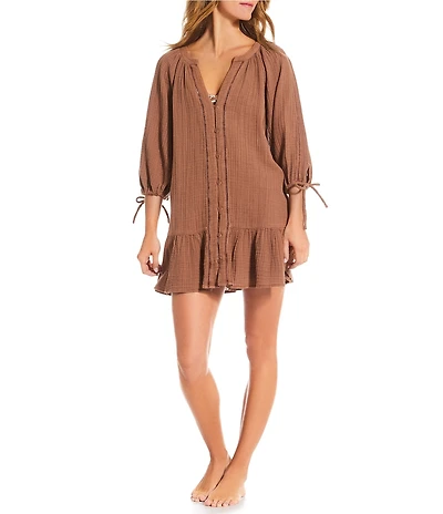 O'Neill Lou Solid Gauze Mini Dress Swim Cover-Up