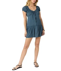O'Neill Maggie Gathered Sleeve Ruffled Hem Babydoll Dress