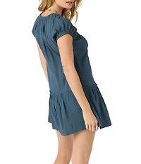 O'Neill Maggie Gathered Sleeve Ruffled Hem Babydoll Dress