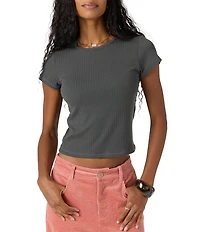 O'Neill Monette Knit Rib Pointelle Short Sleeve Top