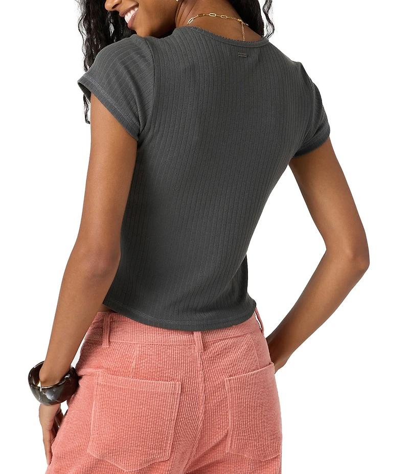 O'Neill Monette Knit Rib Pointelle Short Sleeve Top