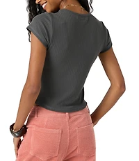 O'Neill Monette Knit Rib Pointelle Short Sleeve Top