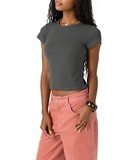 O'Neill Monette Knit Rib Pointelle Short Sleeve Top