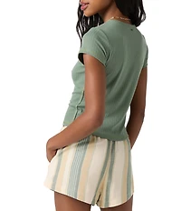 O'Neill Monette Knit Rib Pointelle Short Sleeve Top