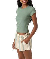 O'Neill Monette Knit Rib Pointelle Short Sleeve Top