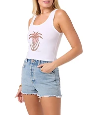 O'Neill Palm Sun Print Scoop Neck Ribbed Tank Top