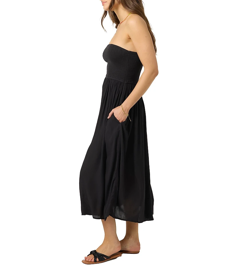 O'Neill Piper Strapless Crinkled Midi Dress