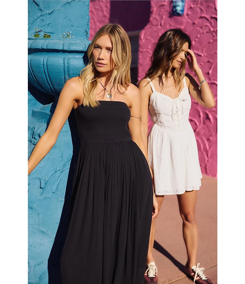 O'Neill Piper Strapless Crinkled Midi Dress