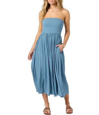 O'Neill Piper Strapless Crinkled Midi Dress