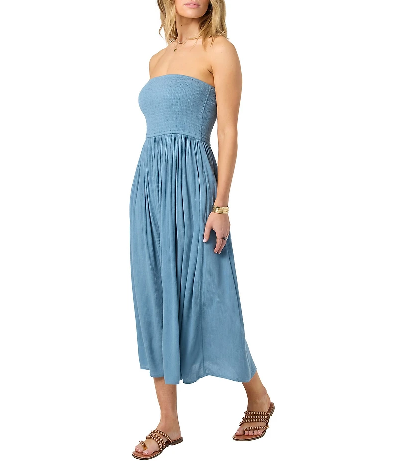 O'Neill Piper Strapless Crinkled Midi Dress