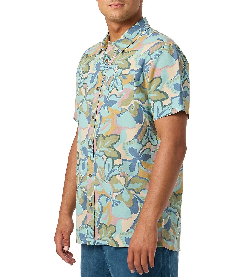 O'Neill Printed Short Sleeve Linen Blend Shirt