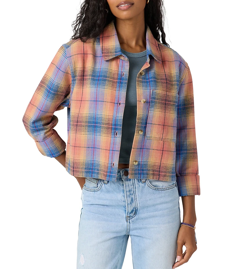 O'Neill Roy Plaid Long Sleeve Cropped Flannel Shirt