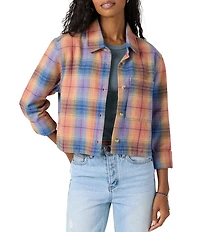 O'Neill Roy Plaid Long Sleeve Cropped Flannel Shirt