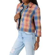 O'Neill Roy Plaid Long Sleeve Cropped Flannel Shirt
