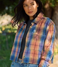 O'Neill Roy Plaid Long Sleeve Cropped Flannel Shirt