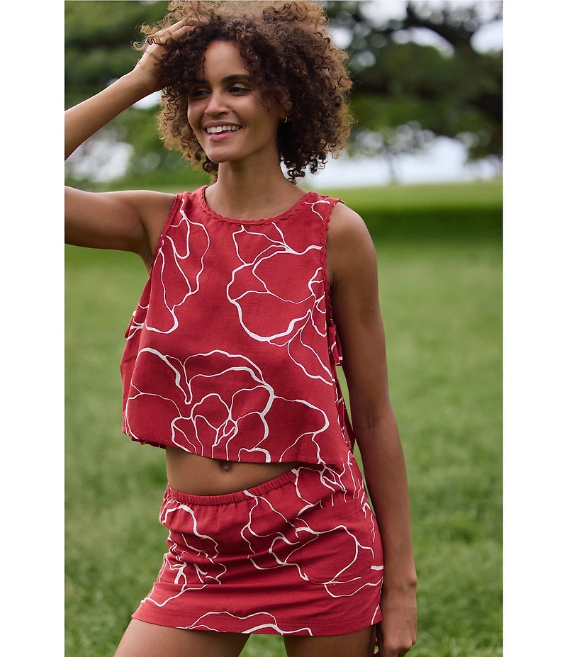 O'Neill Townes Floral Printed Linen Blend Skort
