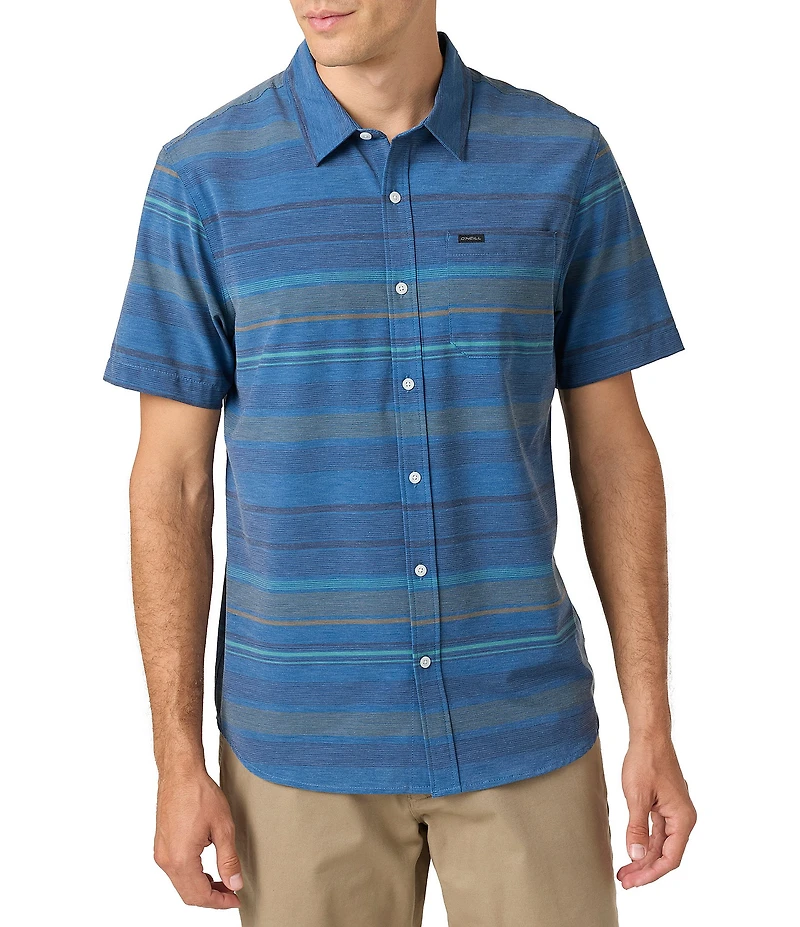 O'Neill TRVLR UPF Traverse Relaxed Fit Short Sleeve Striped Woven Shirt