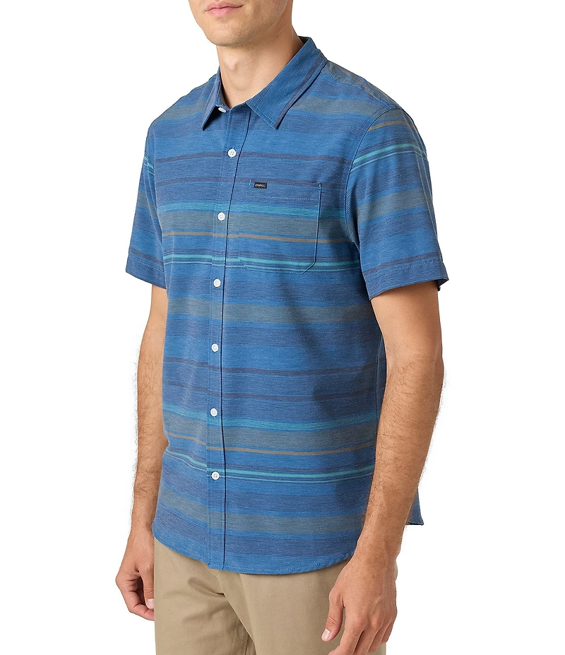 O'Neill TRVLR UPF Traverse Relaxed Fit Short Sleeve Striped Woven Shirt