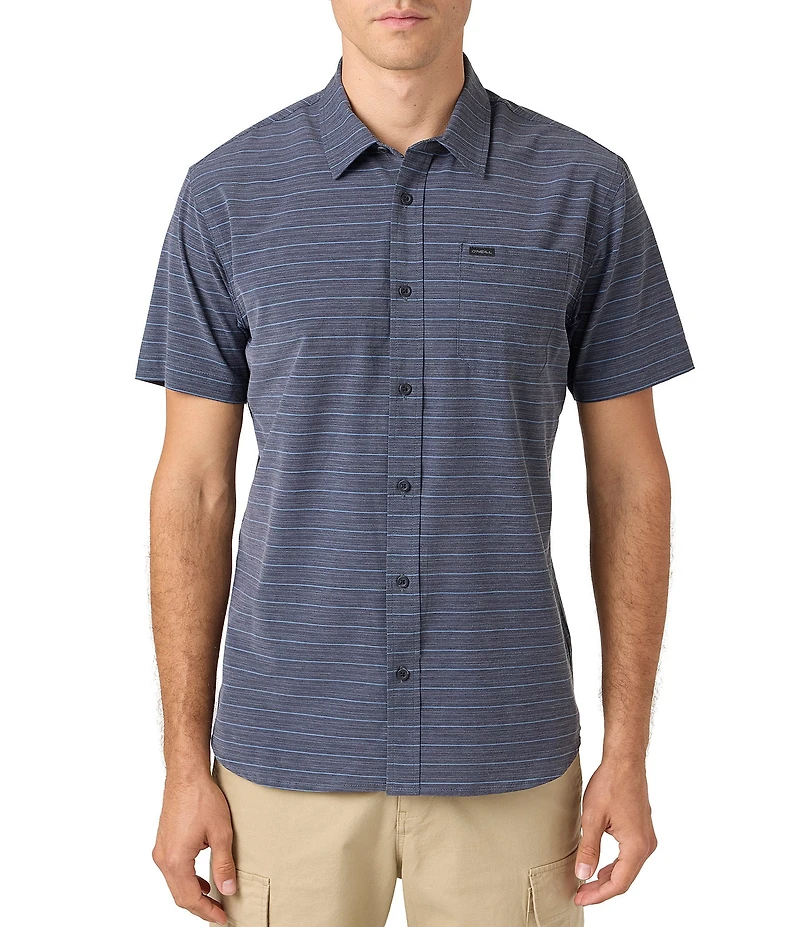 O'Neill TRVLR UPF Traverse Standard Fit Short Sleeve Striped Woven Shirt