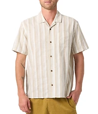 O'Neill Vertical Striped Short Sleeve Dobby Linen Blend Shirt