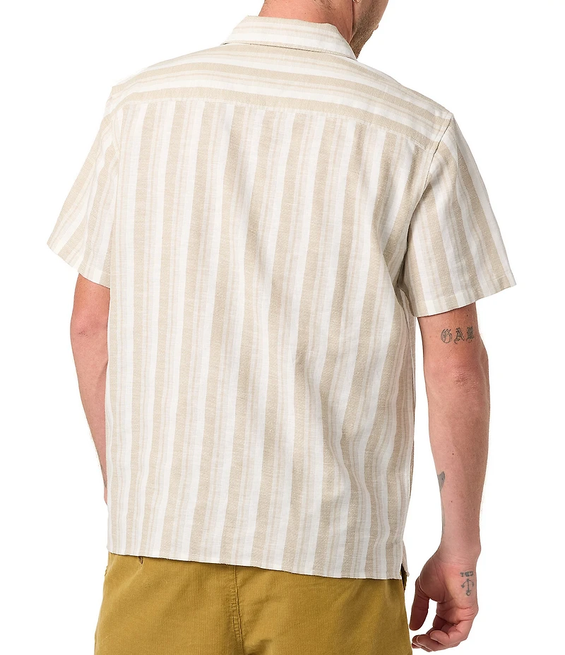 O'Neill Vertical Striped Short Sleeve Dobby Linen Blend Shirt