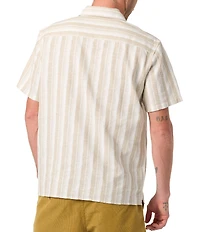 O'Neill Vertical Striped Short Sleeve Dobby Linen Blend Shirt