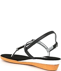 Onex Ava Metallic Leather Rhinestone Embellished Mini Cork Wedge Thong Sandals