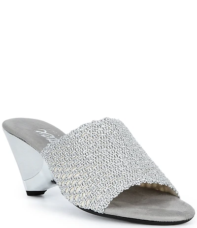 Onex Bianca Metallic Woven Heeled Slide Sandals