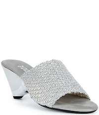 Onex Bianca Metallic Woven Heeled Slide Sandals