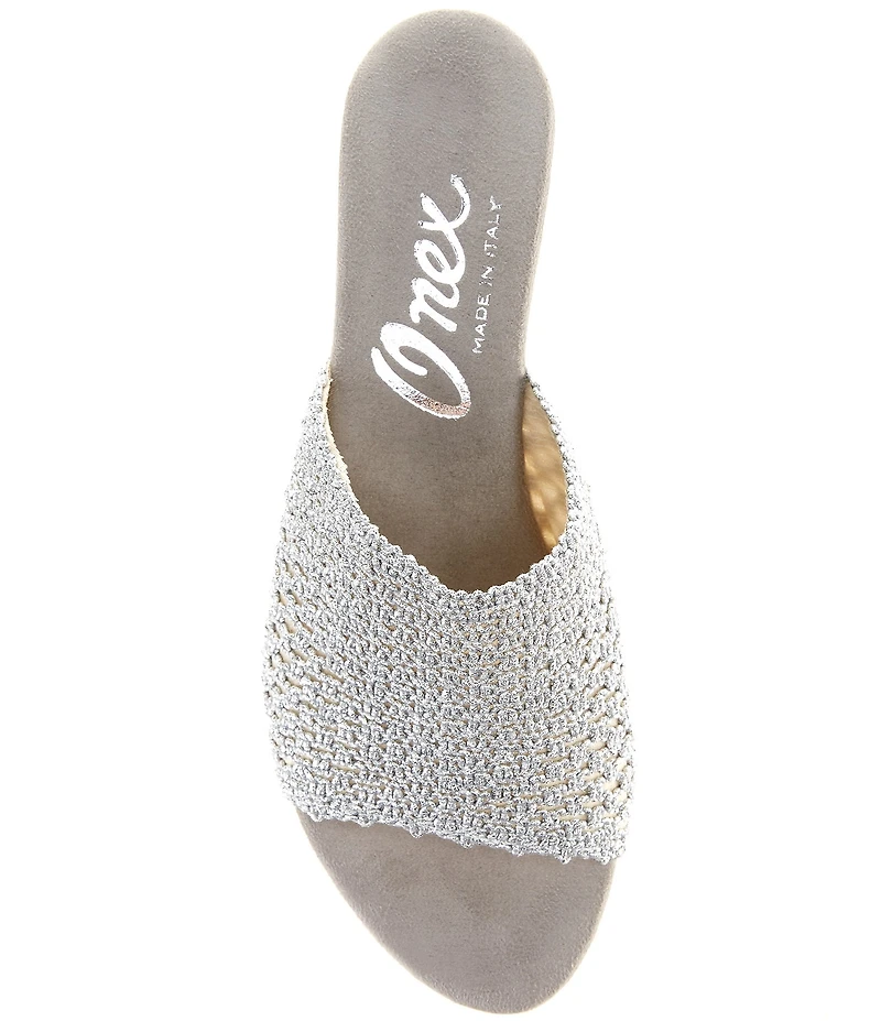 Onex Bianca Metallic Woven Heeled Slide Sandals