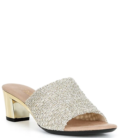 Onex Bianca Metallic Woven Slip On Heeled Sandals